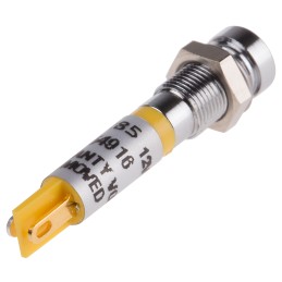 1 pcs - RS PRO Yellow Panel Mount Indicator, 12V dc, 6mm Mounting Hole Size, Solder Tab Termination
