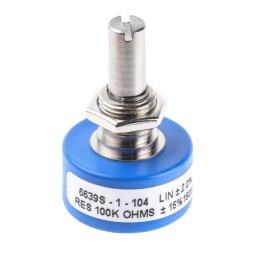 25 pcs - Bourns 100kΩ Rotary Potentiometer Continuous-Turns 1-Gang Panel Mount, 6639S-1-104