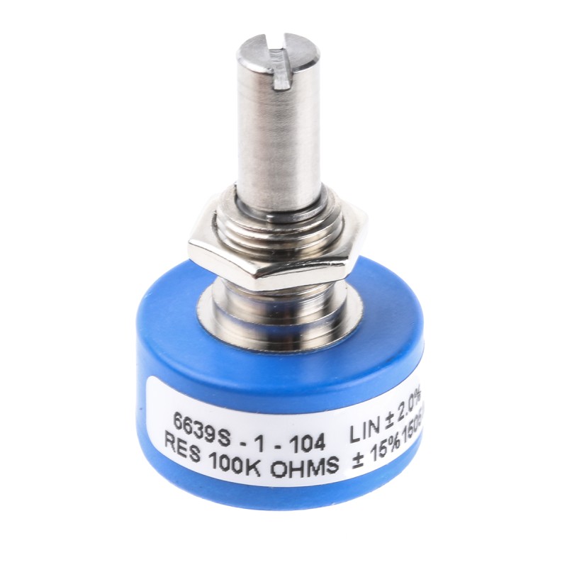 25 pcs - Bourns 100kΩ Rotary Potentiometer Continuous-Turns 1-Gang Panel Mount, 6639S-1-104