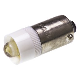 100 pcs - JKL Components White LED Indicator Lamp, 12V ac/dc, BA9s Base, 9.6mm Diameter, 7000mcd