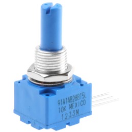 45 pcs - Bourns 10kΩ Rotary Potentiometer 1-Gang, Panel Mount (Through Hole), 91A1A-B28-B15L