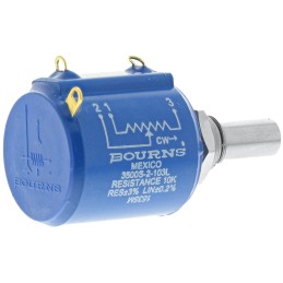 5 pcs - Bourns 10kΩ Rotary Potentiometer Continuous-Turns 2-Gang Panel Mount, 3500S-2-103L