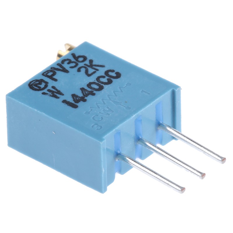 10 pcs - 2kΩ, Through Hole Trimmer Potentiometer 0.5W Top Adjust Bourns, PV36