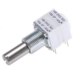 10 pcs - Vishay 10kΩ Rotary Potentiometer 2-Gang, Panel Mount (Through Hole), 14820F0GJSX13103KA