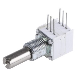 10 pcs - Vishay 10kΩ Rotary Potentiometer 2-Gang, Panel Mount (Through Hole), 14820F0GJSX13103KA