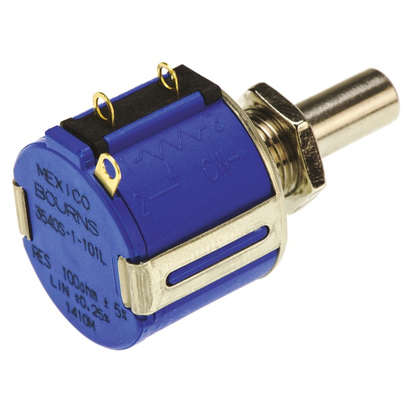 10 pcs - Bourns 100Ω Rotary Potentiometer 10-Turns 1-Gang Panel Mount, 3540S-1-101L