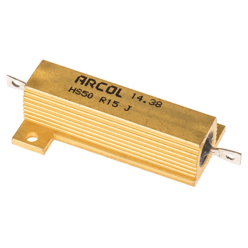 5 pcs - Arcol, 150mΩ 50W Wire Wound Chassis Mount Resistor HS50 R15 J ±5%