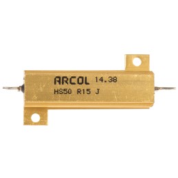 5 pcs - Arcol, 150mΩ 50W Wire Wound Chassis Mount Resistor HS50 R15 J ±5%