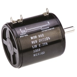 2 pcs - Vishay 2kΩ Rotary Potentiometer 10-Turns 1-Gang Panel Mount, 860B1202