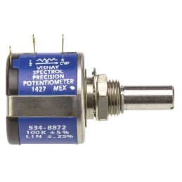 5 pcs - Vishay 100kΩ Rotary Potentiometer 10-Turns 1-Gang Panel Mount, 534B1104JC8872