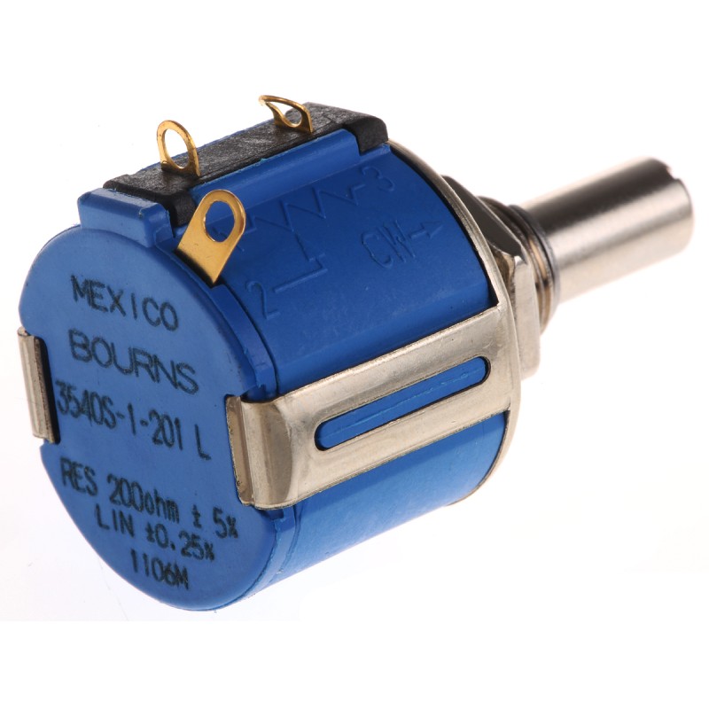 5 pcs - Bourns 200Ω Rotary Potentiometer 10-Turns 1-Gang Panel Mount, 3540S-1-201L