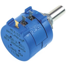 10 pcs - Bourns 200Ω Rotary Precision Potentiometer 1-Gang Panel Mount, 3590S-2-201L