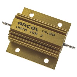 25 pcs - Arcol, 10Ω 75W Wire Wound Chassis Mount Resistor HS75 10R J ±5%