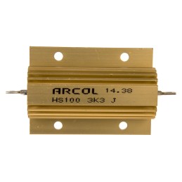 25 pcs - Arcol, 3.3kΩ 100W Wire Wound Chassis Mount Resistor HS100 3K3 J ±5%