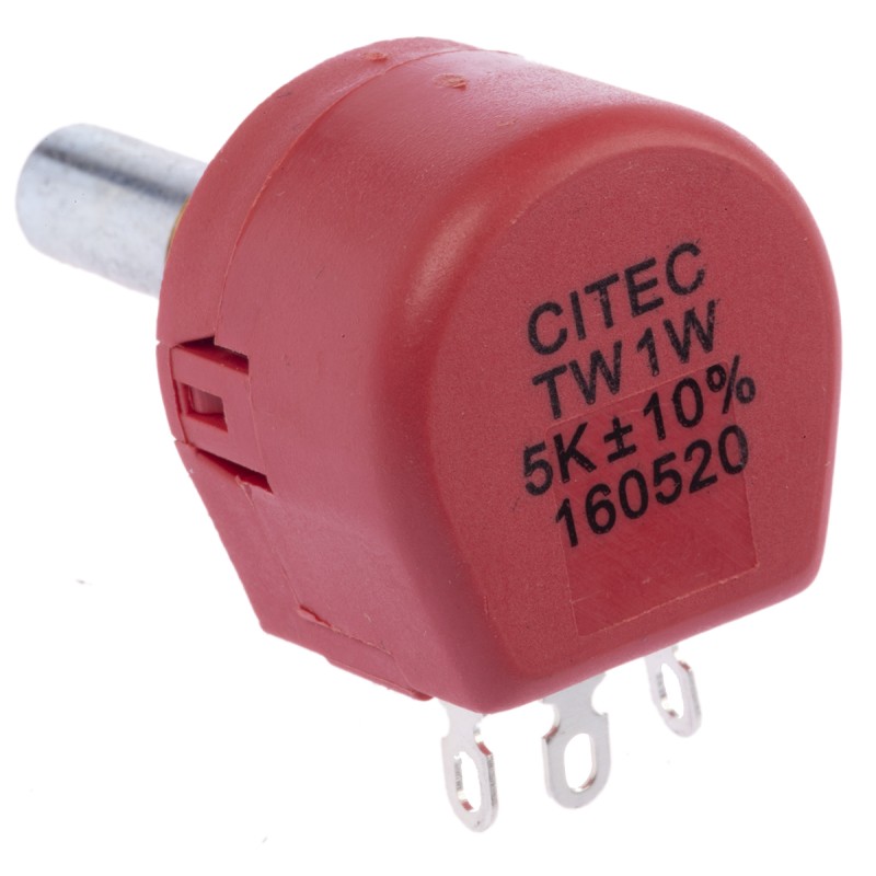 20 pcs - TE Connectivity 5kΩ Rotary Potentiometer 1-Gang Panel Mount, TW1502KA