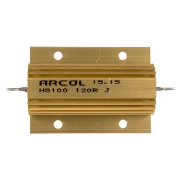 25 pcs - Arcol, 120Ω 100W Wire Wound Chassis Mount Resistor HS100 120R J ±5%