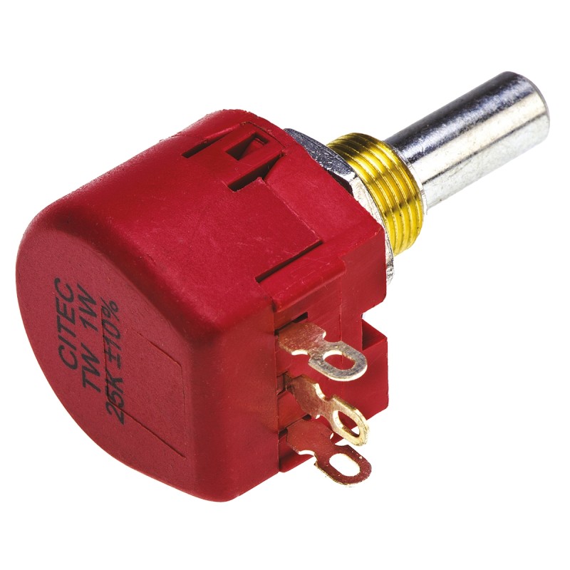 20 pcs - TE Connectivity 25kΩ Rotary Potentiometer 1-Gang Panel Mount, TW1253KA