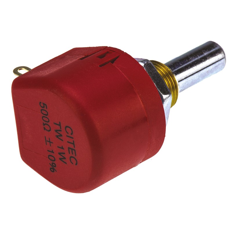 20 pcs - TE Connectivity 500Ω Rotary Potentiometer 1-Gang Panel Mount, TW1501KA