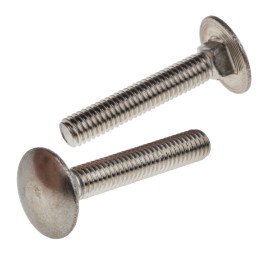 1 Bag of 50 - Plain Stainless Steel Coach Bolt, M6 x 35mm