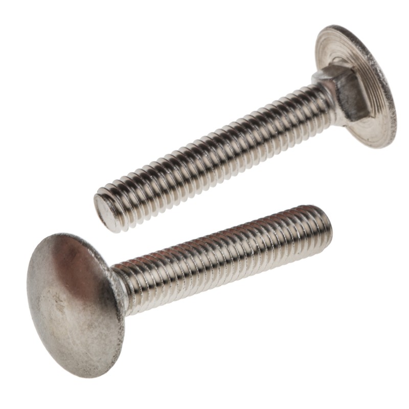 1 Bag of 50 - Plain Stainless Steel Coach Bolt, M6 x 35mm