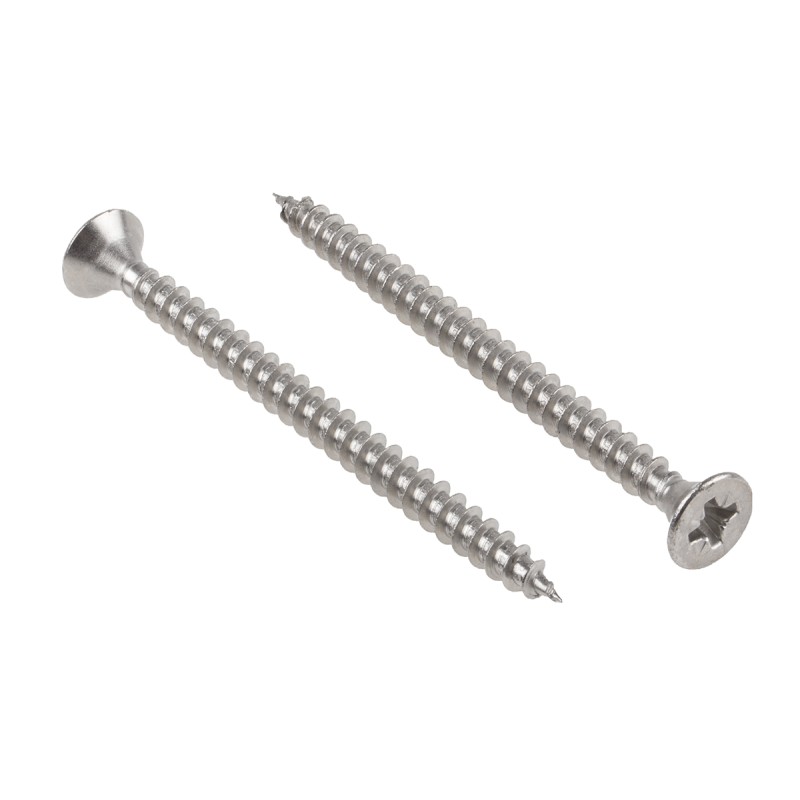 1 Bag of 50 - RS PRO Pozidriv Countersunk Stainless Steel Wood Screw, A2 304, 6mm Thread, 80mm Length