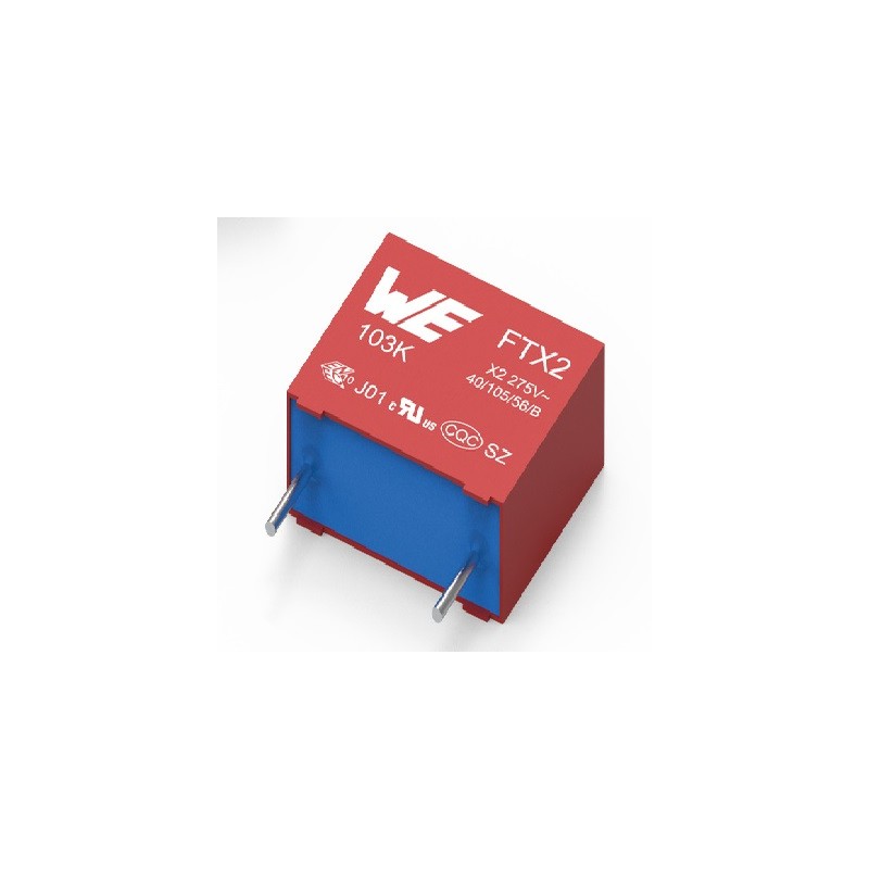 5 pcs - Wurth Elektronik WCAP-FTXX Film Capacitor, 310V ac, ±10%, 1μF, Through Hole