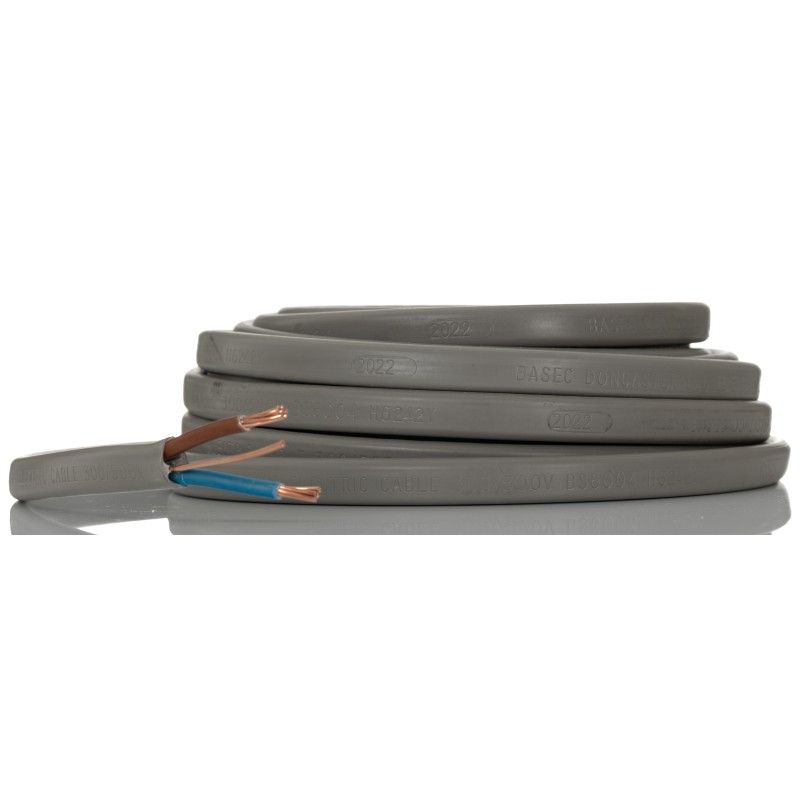 1 Bag of 5 M - RS PRO 2 Core Power Cable, 1.5 mm², 5m, Grey PVC Sheath, Power, 20A, 300/500 V