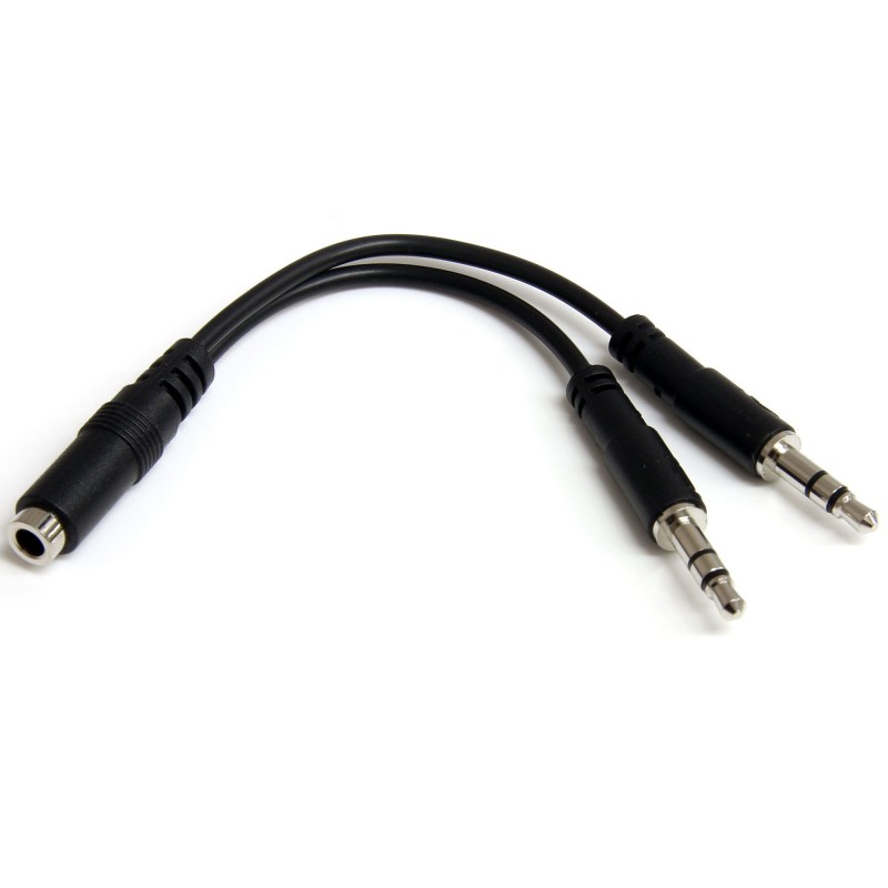 1 pcs - StarTech.com Female 3.5mm Stereo Jack to Male 3.5mm Stereo Jack x 2 Aux Cable, Black, 130mm