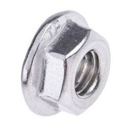 1 Bag of 50 - RS PRO, Plain Stainless Steel Flanged Hex Nut, DIN 6923, M6