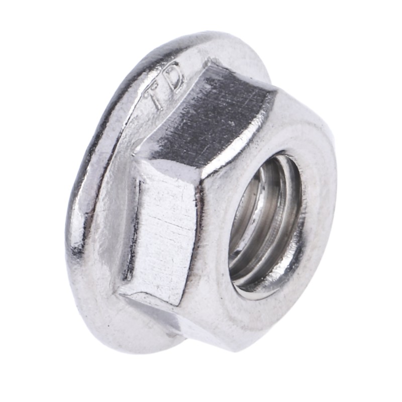 1 Bag of 50 - RS PRO, Plain Stainless Steel Flanged Hex Nut, DIN 6923, M6