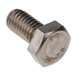 1 Bag of 50 - Plain Stainless Steel Hex, Hex Bolt, M6 x 12mm