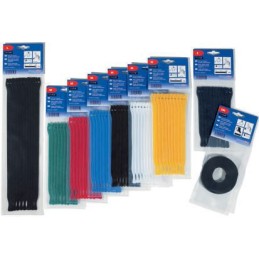 10 pcs - HellermannTyton Cable Tie, Hook and Loop, 200mm x 12.5 mm, Green PA (Loop), PE (Hook), Pk-10