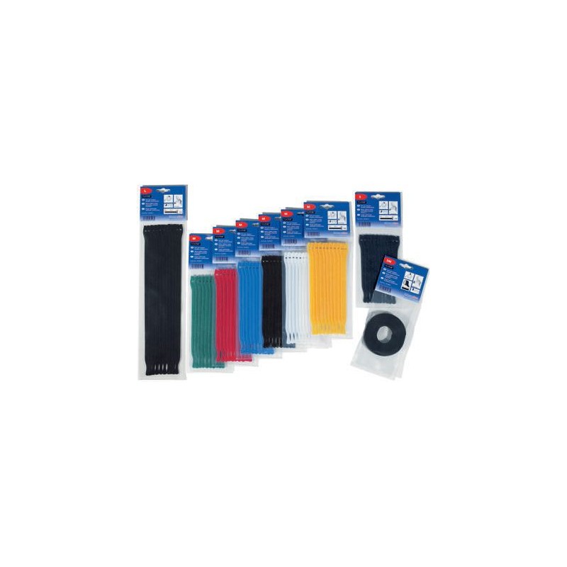 10 pcs - HellermannTyton Cable Tie, Hook and Loop, 200mm x 12.5 mm, Green PA (Loop), PE (Hook), Pk-10