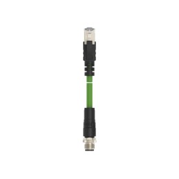 5 pcs - TE Connectivity Cat5e Straight Male M12 to Male RJ45 Ethernet Cable, Green PVC Sheath, 1.5m