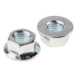 1 Bag of 50 - RS PRO, Bright Zinc Plated Steel Flanged Hex Nut, DIN 6923, M10
