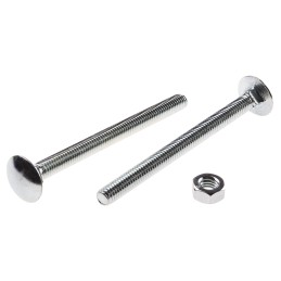 1 Bag of 50 - Bright Zinc Plated Steel Coach Bolt, M6 x 75mm