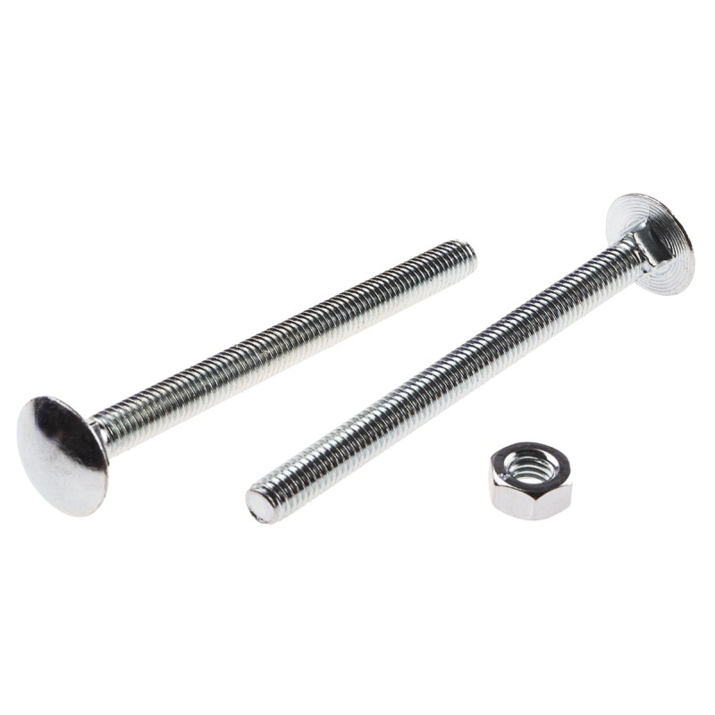 1 Bag of 50 - Bright Zinc Plated Steel Coach Bolt, M6 x 75mm