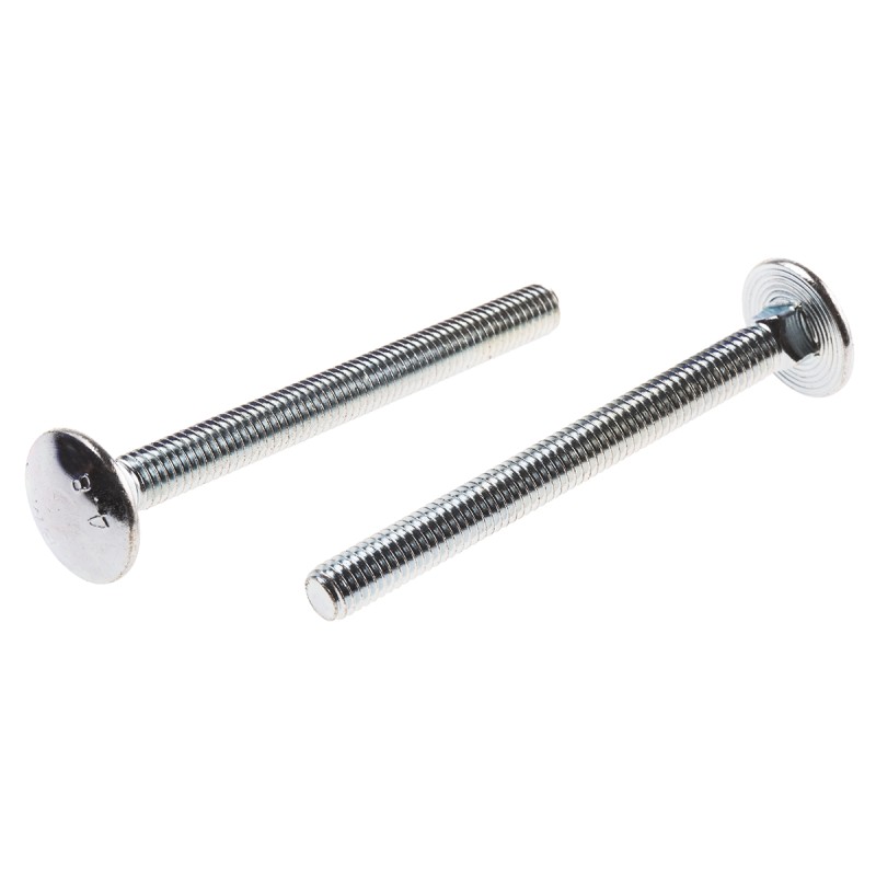 1 Bag of 50 - Bright Zinc Plated Steel Coach Bolt, M6 x 65mm