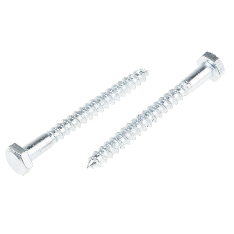 1 Bag of 50 - RS PRO Hex Coach Screw, Steel Bright Zinc Plated, 6mm x 60mm