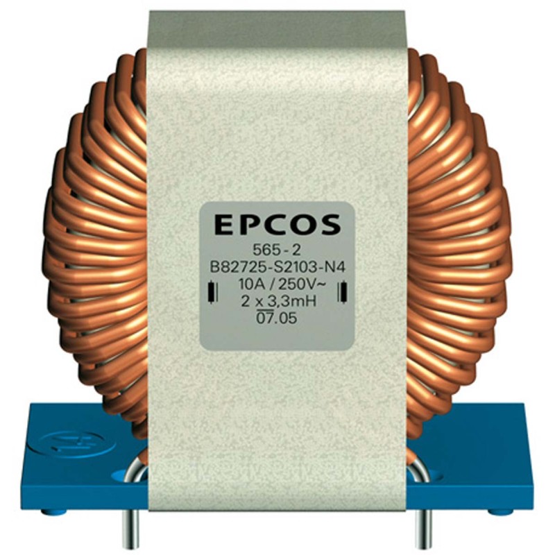 1 pcs - EPCOS 2.8 mH ±30% Ferrite Power Line Choke, Max SRF:10kHz, 10A Idc, 12.5mΩ Rdc, B82725S