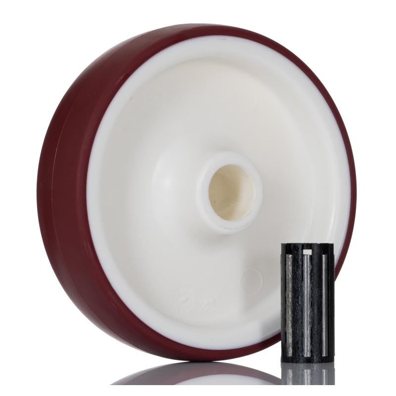 1 pcs - Tente Red, White Polyurethane Roller Bearing Trolley Wheel, 200kg