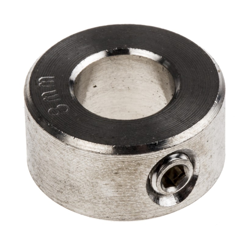 1 Bag of 2 - RS PRO Shaft Collar One Piece Set Screw, Bore 8mm, OD 16mm, W 8mm, Stainless Steel