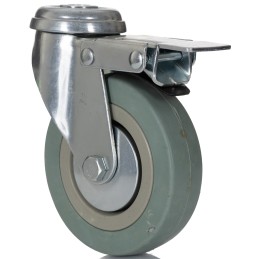 1 pcs - RS PRO Braked Swivel Castor Wheel, 80kg Capacity, 100mm Wheel