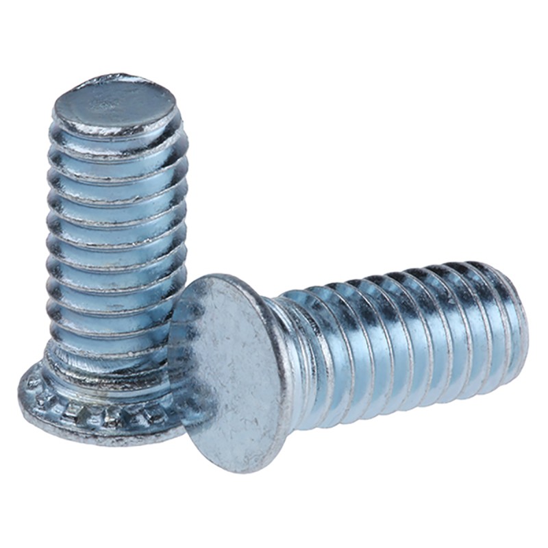 1 Bag of 50 - RS PRO Steel Zinc plated & clear Passivated Self Clinching Stud, M6, length-14mm