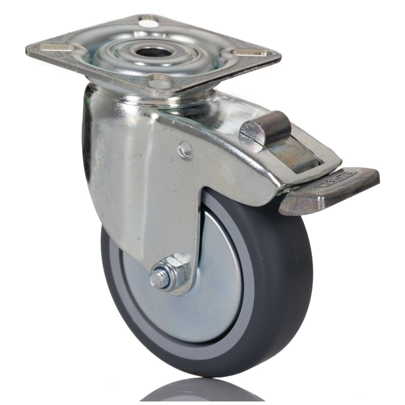 1 pcs - Tente Braked Swivel Castor Wheel, 75kg Capacity, 75mm Wheel