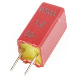 5000 pcs - WIMA MKS02 Polyester Film Capacitor, 30 V ac, 50 V dc, ±20%, 1μF, Through Hole