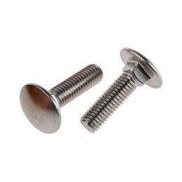 1 Bag of 50 - Plain Stainless Steel Coach Bolt, M6 x 25mm