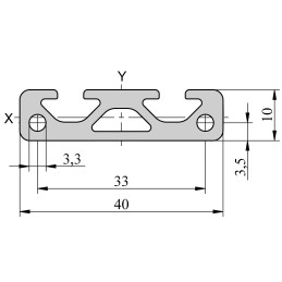 1 pcs - RS PRO Silver Aluminium, Anodized Profile Strut, 40 x 10 mm, 5mm Groove, 1m Length