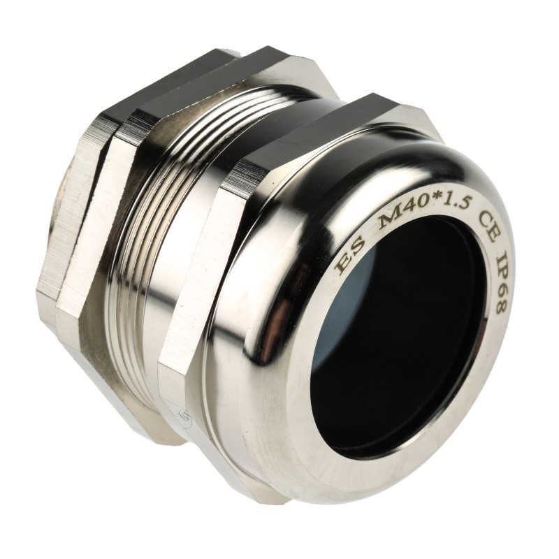 5 pcs - RS PRO Metallic Nickel Plated Brass Cable Gland, M40 Thread, 22mm Min, 32mm Max, IP68