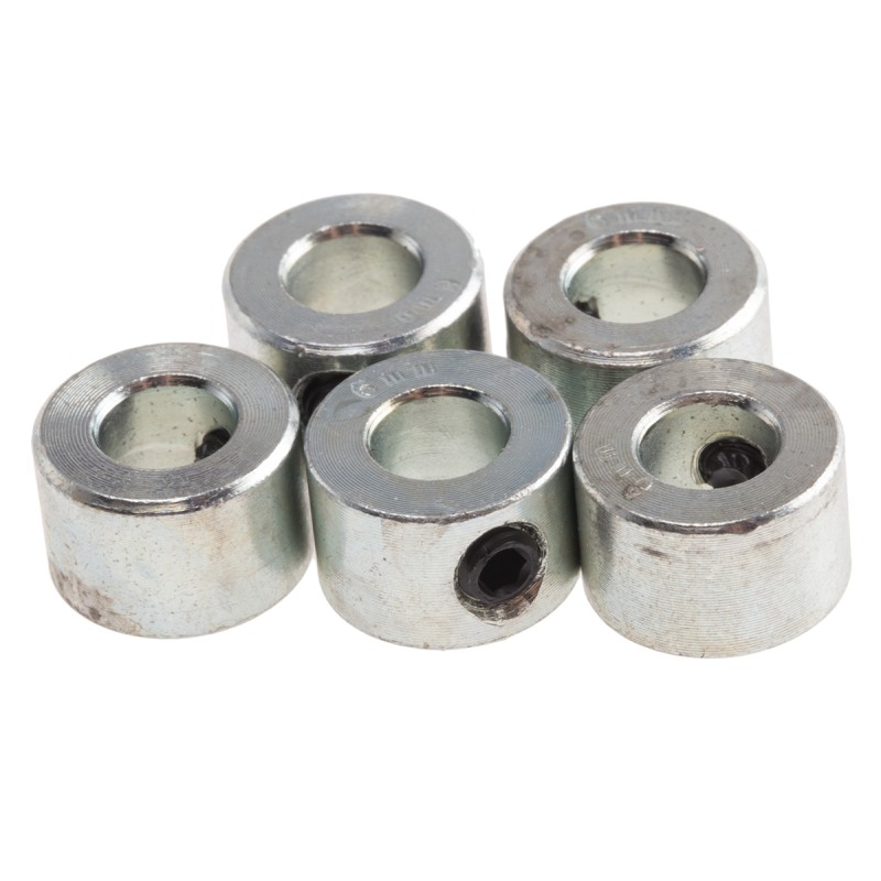 1 Bag of 5 - RS PRO Shaft Collar One Piece Set Screw, Bore 6mm, OD 12mm, W 8mm, Steel